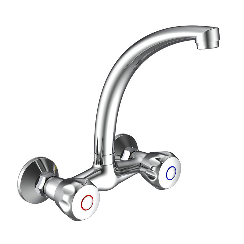 zinc faucet double handles hot/cold water wall-mounted kitchen mixer, sink mixer  UN-30125A