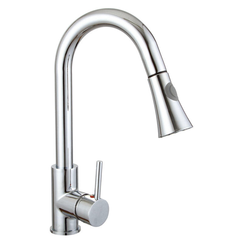 Single Handle Pull Down Sprayer Kitchen Faucet Chrome Plate F80027
